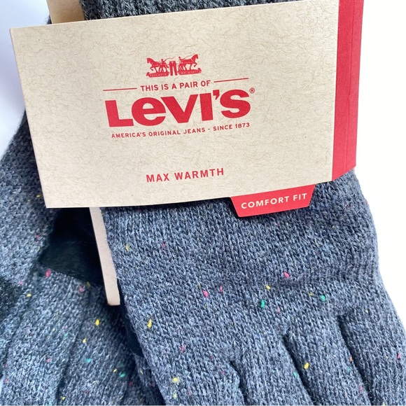 Levis Mens Knit Gloves Sz L Gray Max Warmth Easy Texting Tech Comfort Fit - Picture 8 of 10